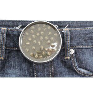 New Men Silver Metal Fashion Biker Buckle Skeleton Brown Mini Skulls Gothic Punk